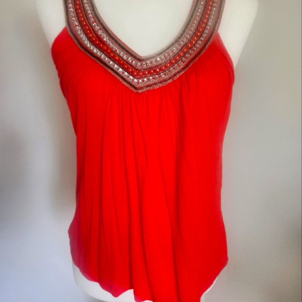 Forever 21 Orange Beaded Women's Top, Size Small